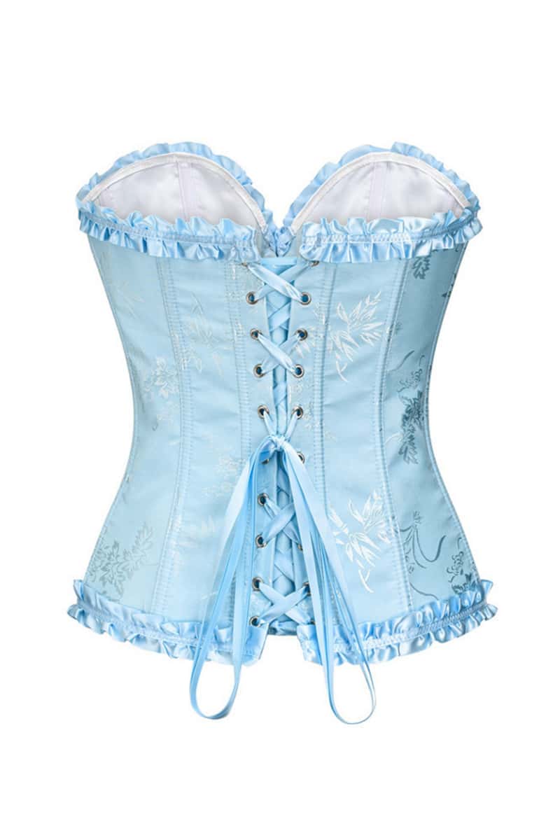 Sweetheart Brown Lace-Up Floral Corset