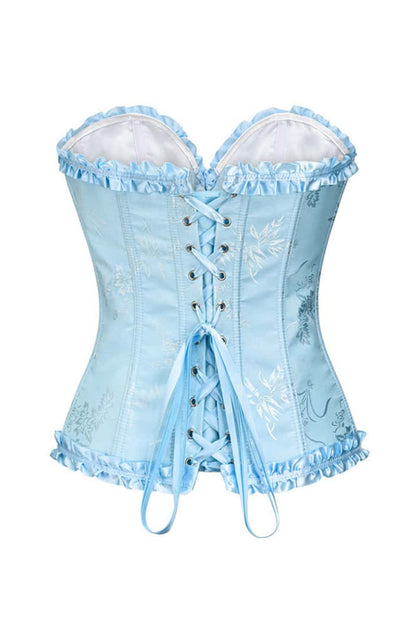 Sweetheart Brown Lace-Up Floral Corset
