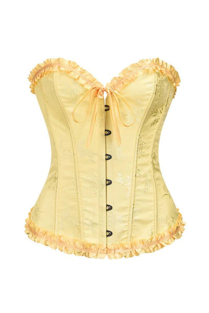 Sweetheart Brown Lace-Up Floral Corset