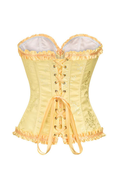 Sweetheart Brown Lace-Up Floral Corset