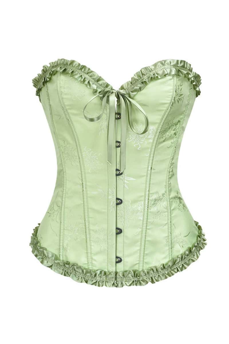 Sweetheart Brown Lace-Up Floral Corset