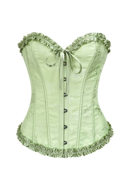 Sweetheart Brown Lace-Up Floral Corset