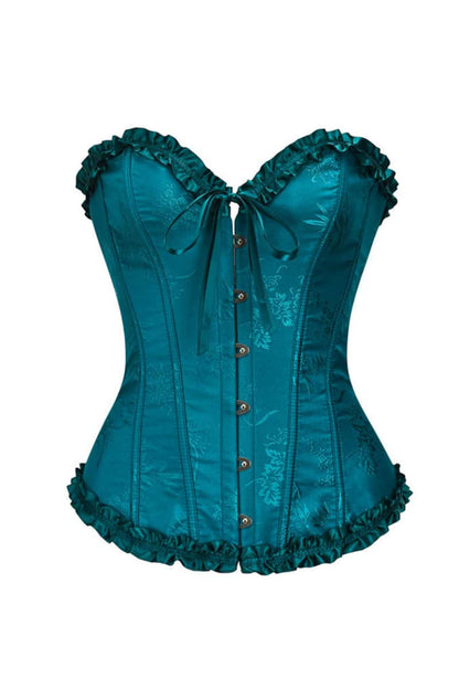 Sweetheart Brown Lace-Up Floral Corset