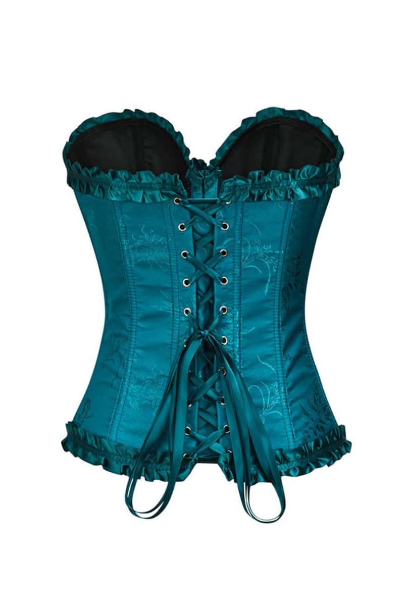 Sweetheart Brown Lace-Up Floral Corset