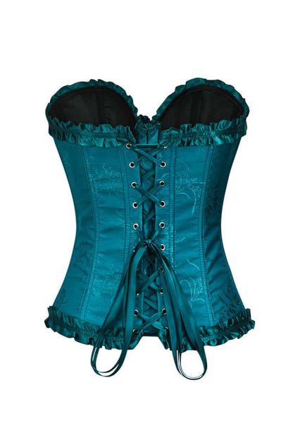 Sweetheart Blue Lace-Up Floral Corset