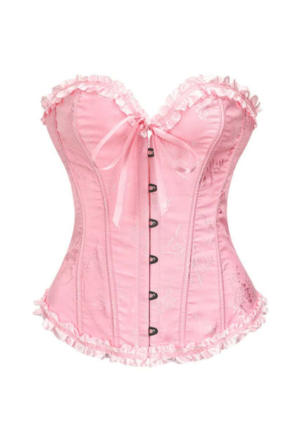 Sweetheart Brown Lace-Up Floral Corset