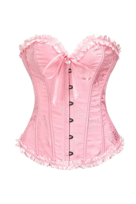 Sweetheart Pink Lace-Up Floral Corset