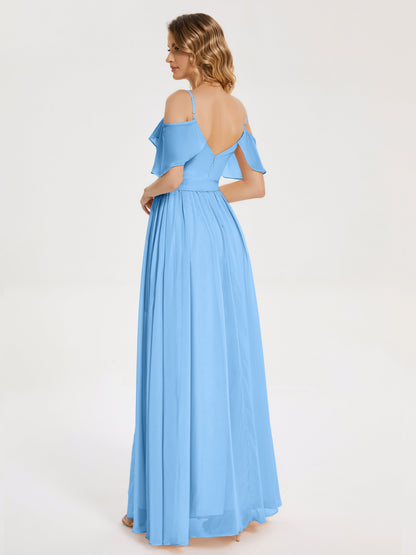 Thea Off the Shoulder Slit Chiffon Bridesmaid Dress