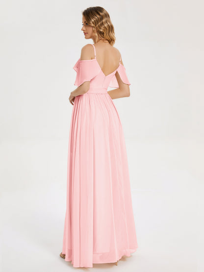 Thea Off the Shoulder Slit Chiffon Bridesmaid Dress