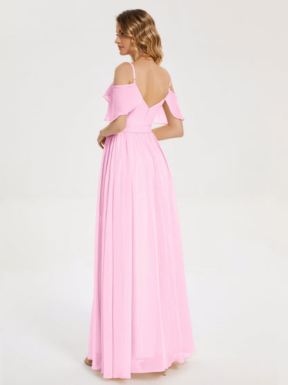 Thea Off the Shoulder Slit Chiffon Bridesmaid Dress