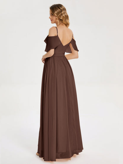 Thea Off the Shoulder Slit Chiffon Bridesmaid Dress