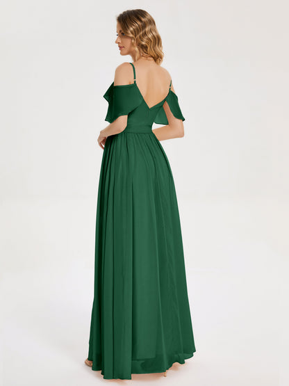 Thea Off the Shoulder Slit Chiffon Bridesmaid Dress