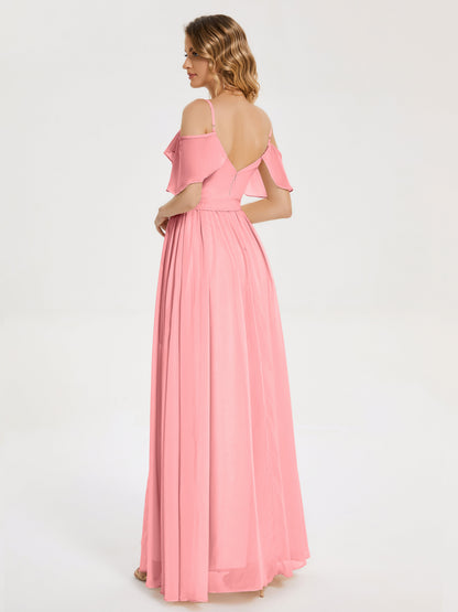 Thea Off the Shoulder Slit Chiffon Bridesmaid Dress