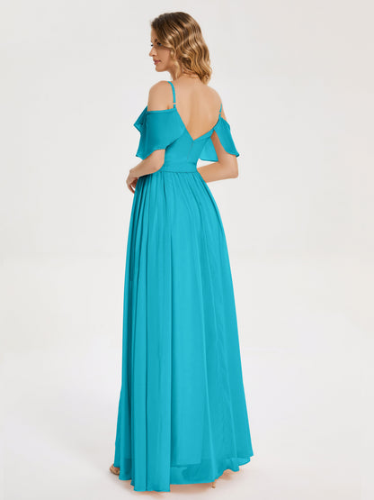Thea Off the Shoulder Slit Chiffon Bridesmaid Dress