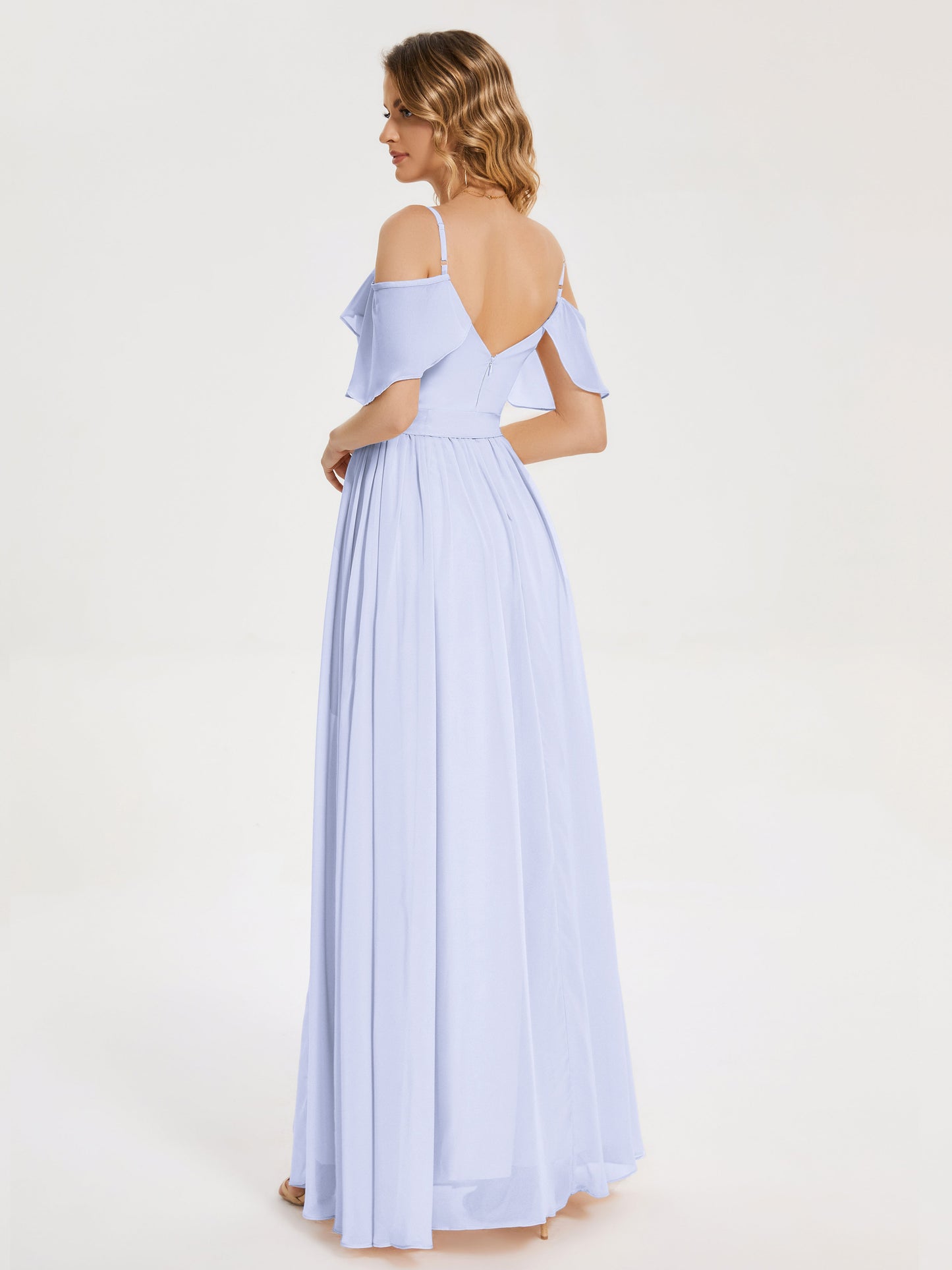Thea Off the Shoulder Slit Chiffon Bridesmaid Dress