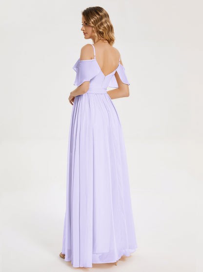 Thea Off the Shoulder Slit Chiffon Bridesmaid Dress