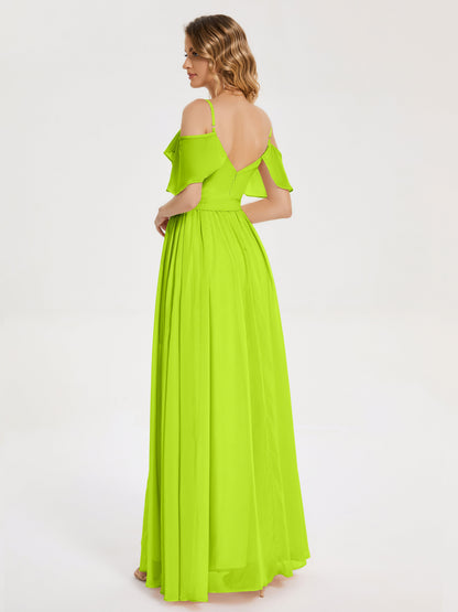 Thea Off the Shoulder Slit Chiffon Bridesmaid Dress