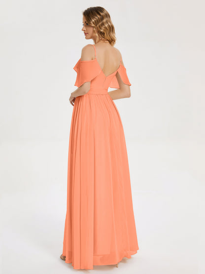 Thea Off the Shoulder Slit Chiffon Bridesmaid Dress