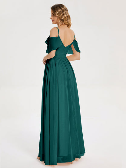 Thea Off the Shoulder Slit Chiffon Bridesmaid Dress