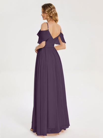 Thea Off the Shoulder Slit Chiffon Bridesmaid Dress