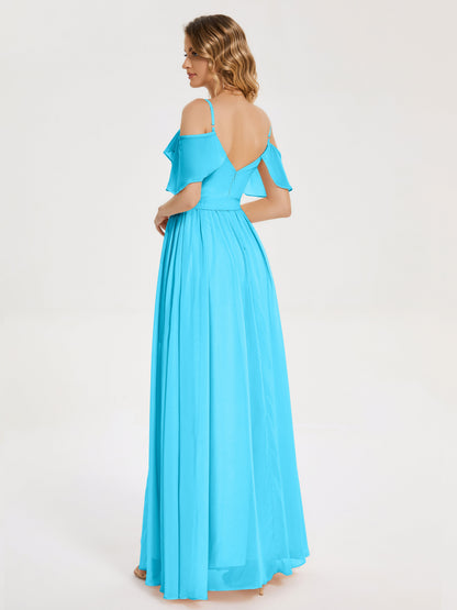 Thea Off the Shoulder Slit Chiffon Bridesmaid Dress