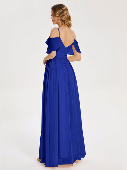 Thea Off the Shoulder Slit Chiffon Bridesmaid Dress