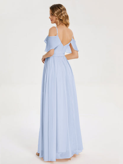 Thea Off the Shoulder Slit Chiffon Bridesmaid Dress