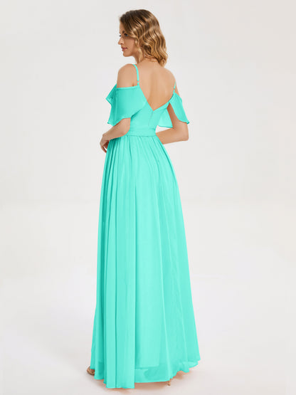 Thea Off the Shoulder Slit Chiffon Bridesmaid Dress