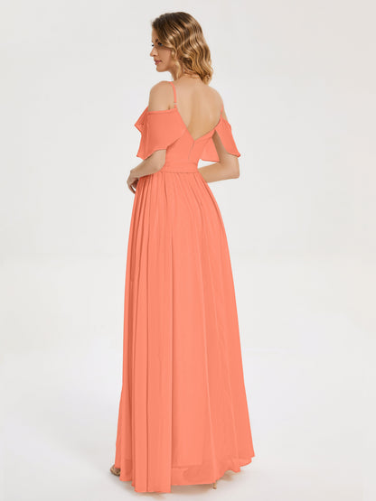 Thea Off the Shoulder Slit Chiffon Bridesmaid Dress
