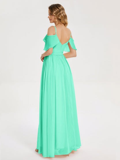Thea Off the Shoulder Slit Chiffon Bridesmaid Dress