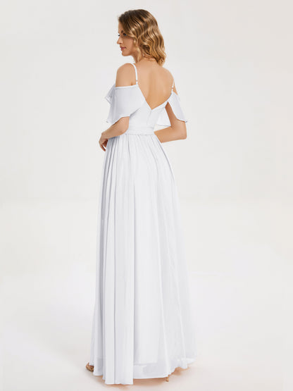 Thea Off the Shoulder Slit Chiffon Bridesmaid Dress