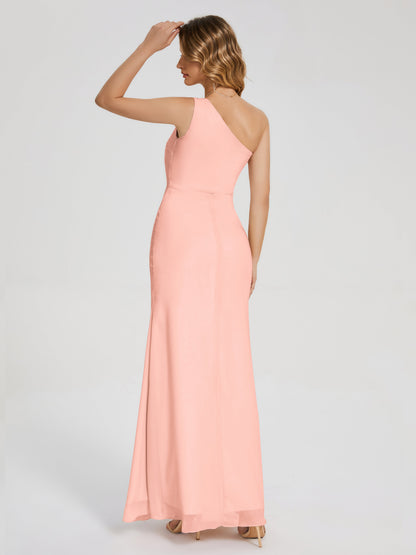 River One Shoulder Column Slit Bridesmaid Dress