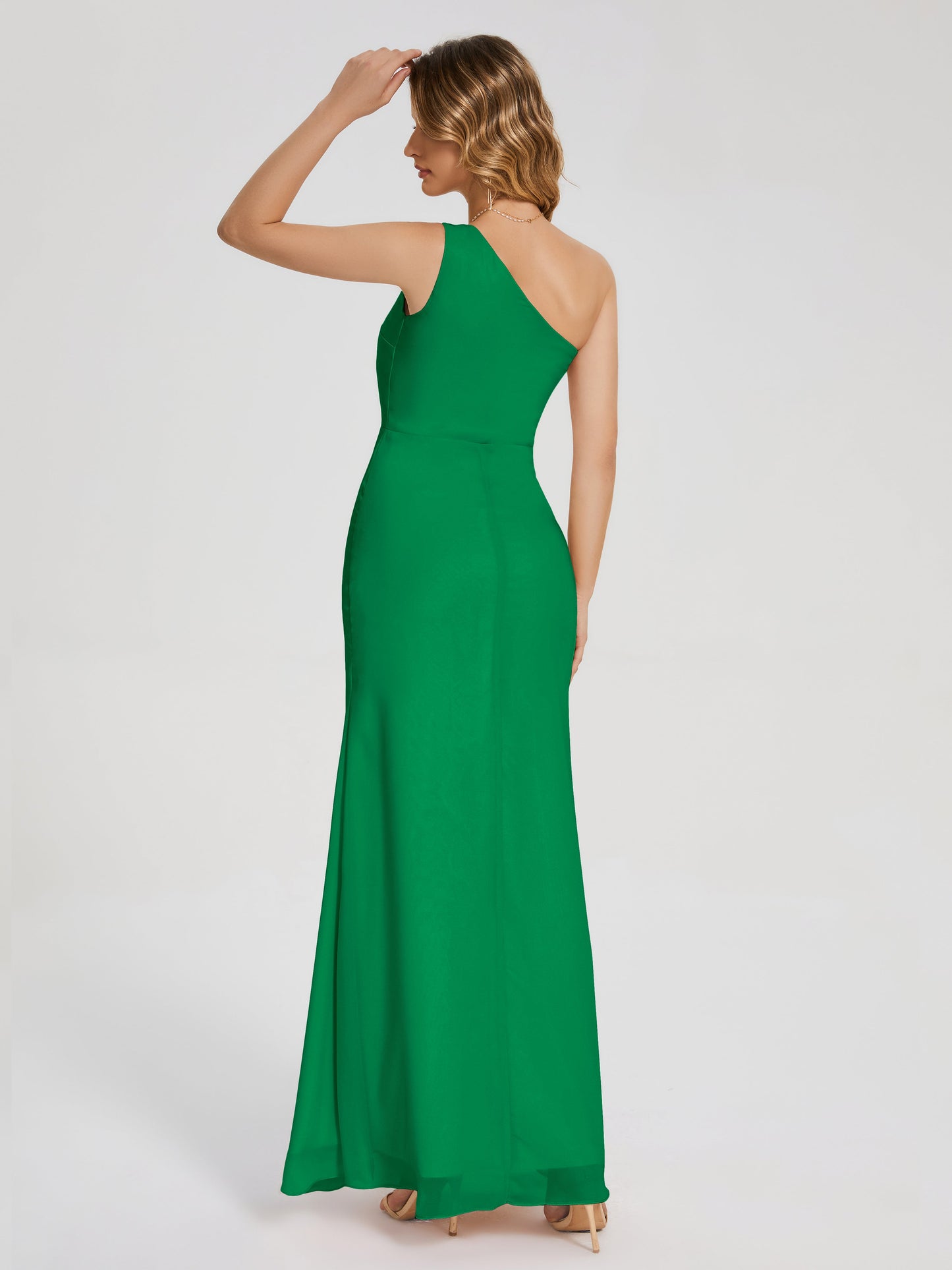 River One Shoulder Column Slit Bridesmaid Dress