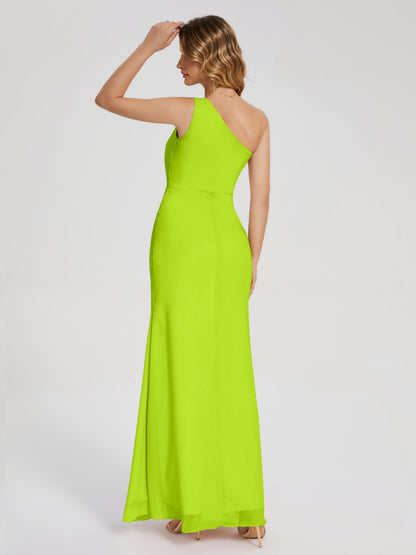 River One Shoulder Column Slit Bridesmaid Dress