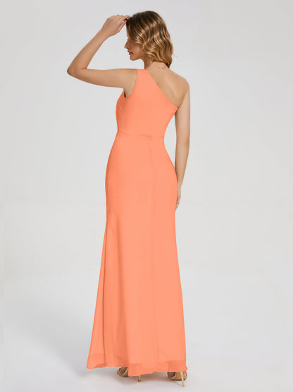 River One Shoulder Column Slit Bridesmaid Dress