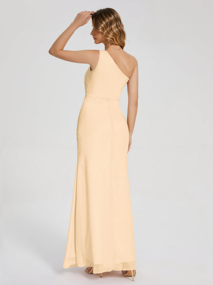 River One Shoulder Column Slit Bridesmaid Dress