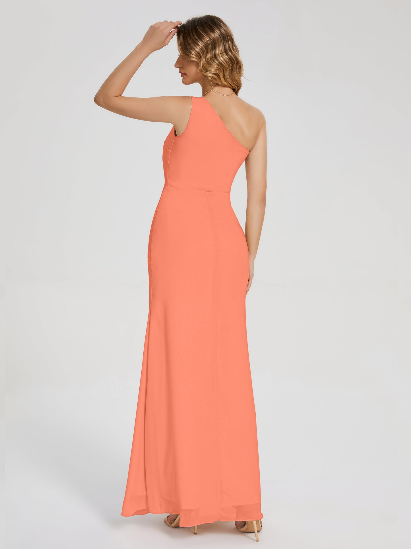 River One Shoulder Column Slit Bridesmaid Dress