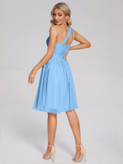 Arielle One Shoulder Knee Length Chiffon Bridesmaid Dress