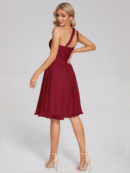 Arielle One Shoulder Knee Length Chiffon Bridesmaid Dress