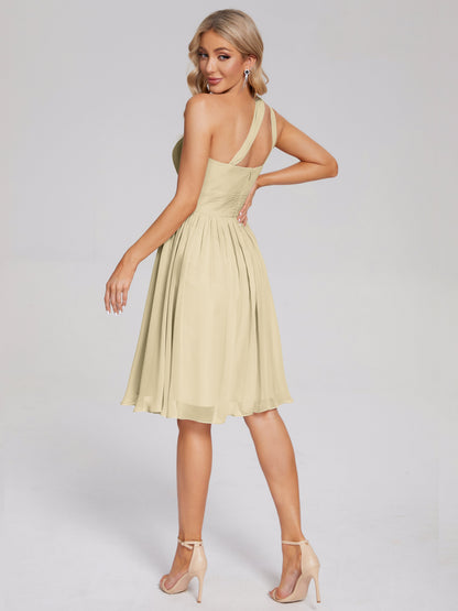Arielle One Shoulder Knee Length Chiffon Bridesmaid Dress