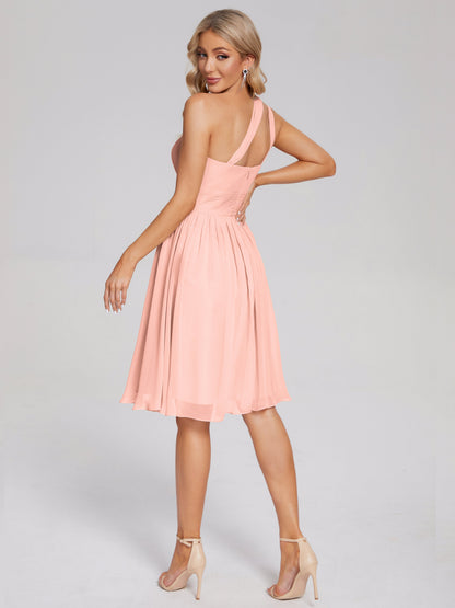 Arielle One Shoulder Knee Length Chiffon Bridesmaid Dress