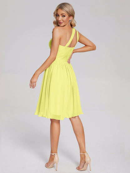 Arielle One Shoulder Knee Length Chiffon Bridesmaid Dress