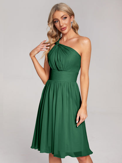 Arielle One Shoulder Knee Length Chiffon Bridesmaid Dress
