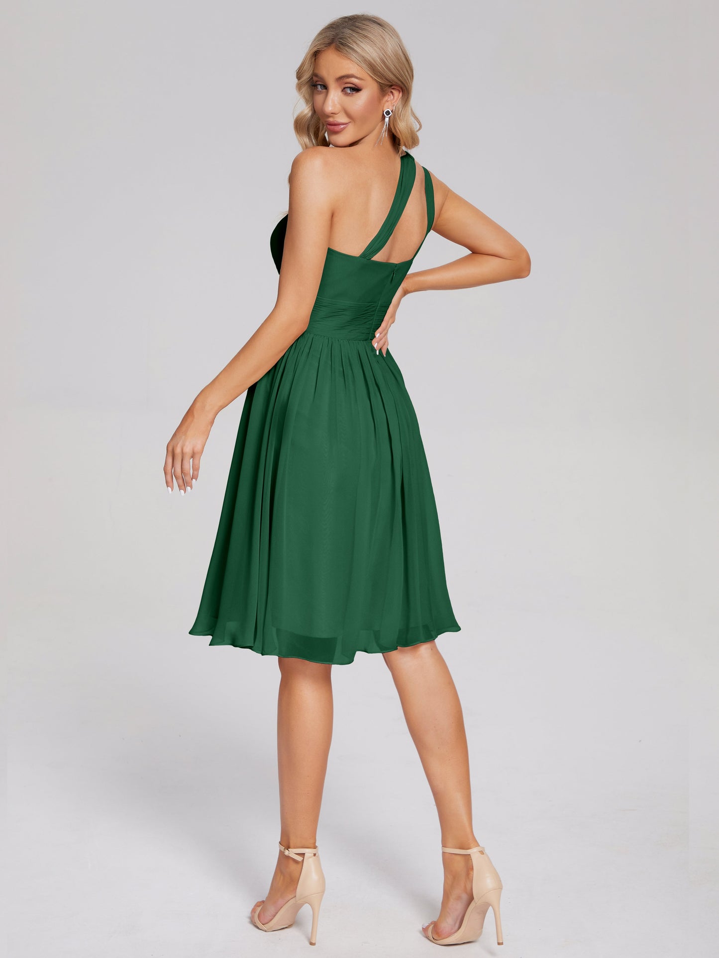 Arielle One Shoulder Knee Length Chiffon Bridesmaid Dress