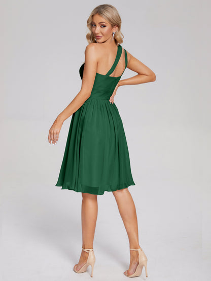 Arielle One Shoulder Knee Length Chiffon Bridesmaid Dress