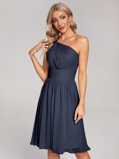 Arielle One Shoulder Knee Length Chiffon Bridesmaid Dress