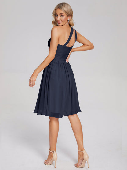 Arielle One Shoulder Knee Length Chiffon Bridesmaid Dress