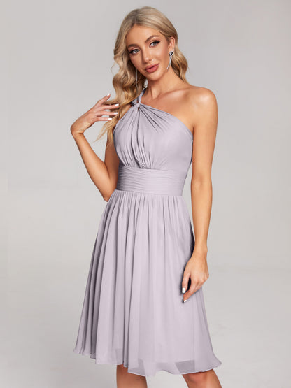 Arielle One Shoulder Knee Length Chiffon Bridesmaid Dress