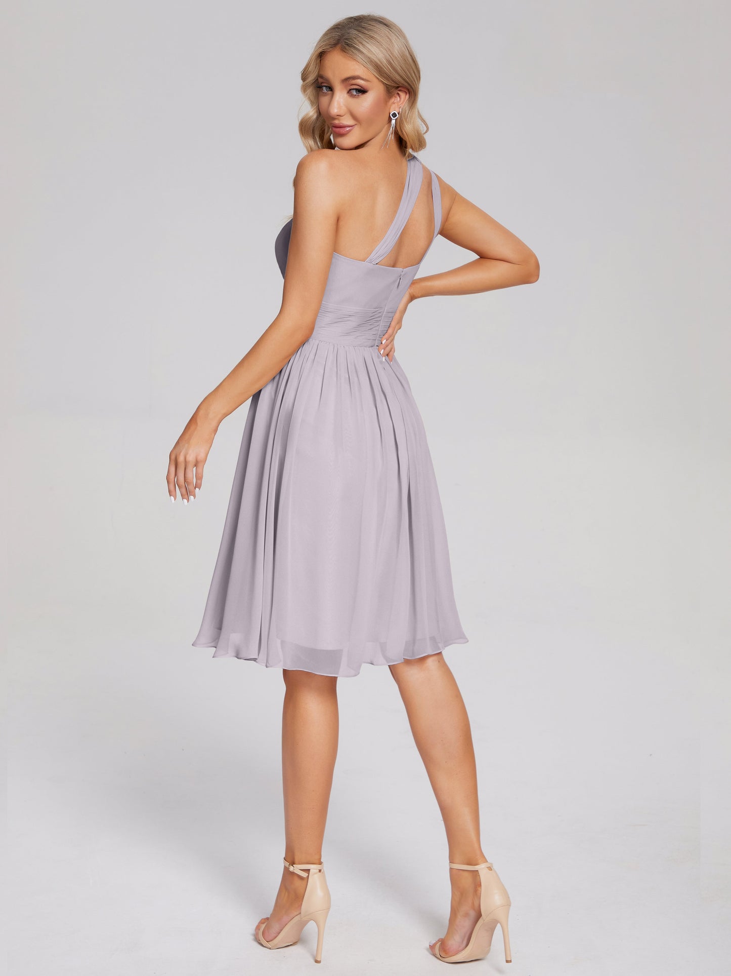Arielle One Shoulder Knee Length Chiffon Bridesmaid Dress
