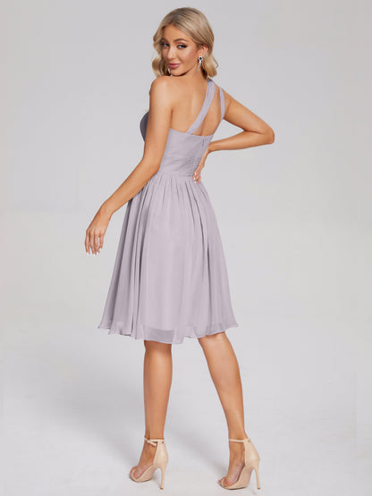 Arielle One Shoulder Knee Length Chiffon Bridesmaid Dress